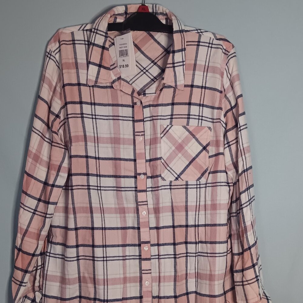 Como Blue Flannel Button Down - Size XL